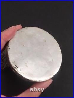 Antique Chinese Silver Repousse Peach Powder Compact Box Late Qing Minguo