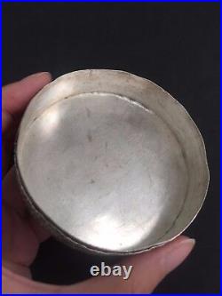 Antique Chinese Silver Repousse Peach Powder Compact Box Late Qing Minguo