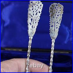 Antique Chinese Silver Sugar Spoons in presentation box