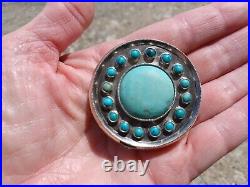 Antique Chinese Silver Turquoise Cabochon Snuff Patch Box Older Estate