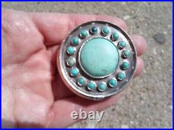 Antique Chinese Silver Turquoise Cabochon Snuff Patch Box Older Estate