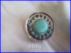 Antique Chinese Silver Turquoise Cabochon Snuff Patch Box Older Estate