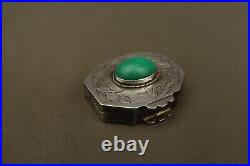 Antique Chinese Silver and Stone Pill Box