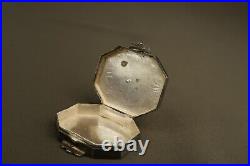 Antique Chinese Silver and Stone Pill Box