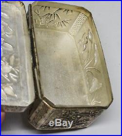 Antique Chinese Silver tone Box With Jade Handle 4''x 3'' x 2'' Inches