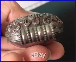 Antique Chinese Sino Tibetan silver repousse red coral Gau Ghau box pendant