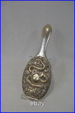 Antique Chinese Solid Silver Backed Hand Mirror Hallmarked