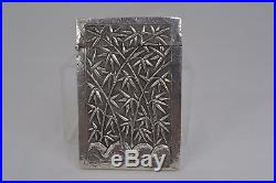 Antique Chinese Solid Silver Dragon Bamboo Card Case