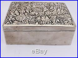 Antique Chinese Solid Silver Floral Jewellery Box WANG HING