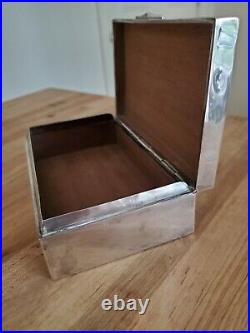 Antique Chinese Sterling Silver Cigar Jewelry Box Cigarette Case Wood Lined 6