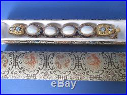 Antique Chinese Sterling Silver Enamel Gilded Filigree Bracelet Agate Stone