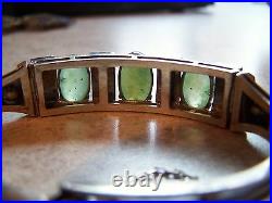 Antique Chinese Sterling Silver Jade Pearl Bracelet Earring Set Original Box