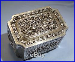 Antique Chinese Sterling Silver Pierced/Reticulated Cricket/Potpourri Box 1920s