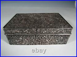 Antique Chinese Sterling Silver Repousse Floral Box