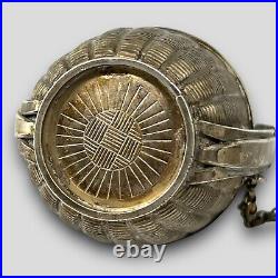Antique Chinese Sterling Silver Salt Dish Trinket Box Wedding Basket Shape
