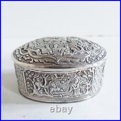 Antique Chinese Sterling Solid Silver Snuff Box