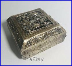 Antique Chinese Straits Silver Box Mother Of Pearl Vietnam