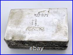 Antique Chinese export market pure silver box Qing Dynasty China