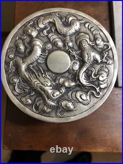 Antique Chinese export silver Dragon Box 1890