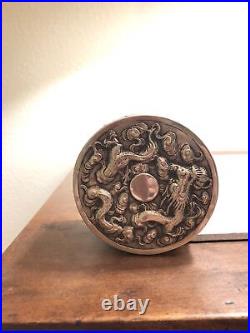 Antique Chinese export silver Dragon Box 1890