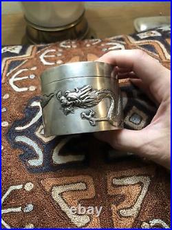 Antique Chinese export silver dragon box Checheong C 1900