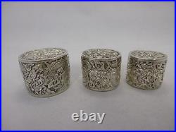 Antique Chinese export silver triple dragon box Silber gestempelt RAR