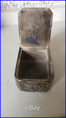 Antique Chinese silver, enamel snuff/ medicin box, marked signed. Quality