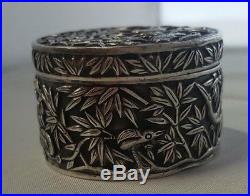 Antique Chinese solid silver trinket box Circa 1880