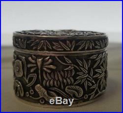 Antique Chinese solid silver trinket box Circa 1880