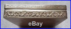 Antique Chinese sterling silver cigarette box embossed landscape