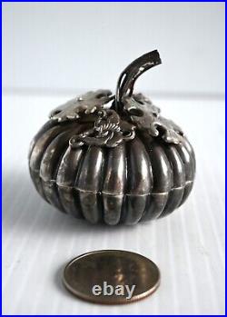 Antique Estate Chinese Export Silver Miniature Trinket Box Signed on the bottom