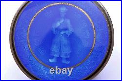 Antique European Gilt Silver Guilloche Enamel Box Depicting Chinese Man Marked