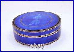 Antique European Gilt Silver Guilloche Enamel Box Depicting Chinese Man Marked