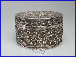 Antique Fine Chinese Silver Box Marked WH 90 Wang Hing Late 19th C