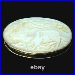 Antique George III Chinese Silver Gilt Pearl Asian Water Buffalo SNUFF BOX c1810