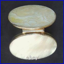Antique Georgian CHINESE EXPORT Silver Gilt Mother-of-Pearl SNUFF BOX c1800