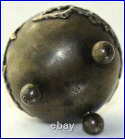 Antique Japanese Chinese Mixed Metal Opium Censor Snuff Box Silver Overlay Sgnd