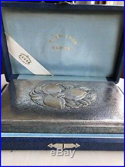 Antique Japanese Chinese Solid Silver Hattori Cigarette Box In Original Case