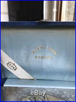 Antique Japanese Chinese Solid Silver Hattori Cigarette Box In Original Case