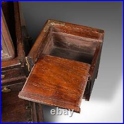 Antique Ladies Travelling Vanity Box, Chinese, Elm, Brass, Dressing Table Case