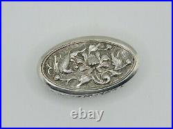Antique Late 19th Century Vietnamese Solid Silver Oval Repousse Snuff Box Marked