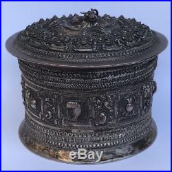Antique Old Chinese Tibetan THAI CAMBODIAN BURMESE Silver Potpourri Box 223.2 Gr