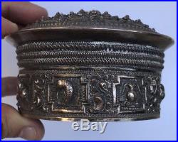 Antique Old Chinese Tibetan THAI CAMBODIAN BURMESE Silver Potpourri Box 223.2 Gr