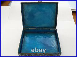 Antique Qing Chinese Export Enamel Copper Tobacco Cigarette Smoking Box Ashtrays