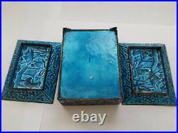 Antique Qing Chinese Export Enamel Copper Tobacco Cigarette Smoking Box Ashtrays