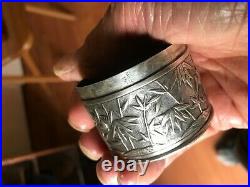 Antique Qing Dynasty Really Fine Chinese Silver Box Birds And Bamboo Decorate