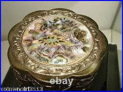 Antique STERLING SILVER Chinese Tea Caddy dragon butterflies GOOD FORTUNE Canton