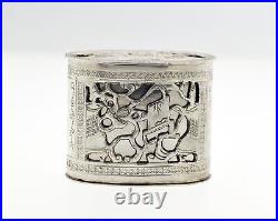 Antique Signed Chinese Export. 999 Silver Filigree Tobacco Snuff Box No Mono