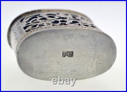 Antique Signed Chinese Export. 999 Silver Filigree Tobacco Snuff Box No Mono