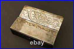Antique Silver Chinese Export Dragon Box Case 19th Century